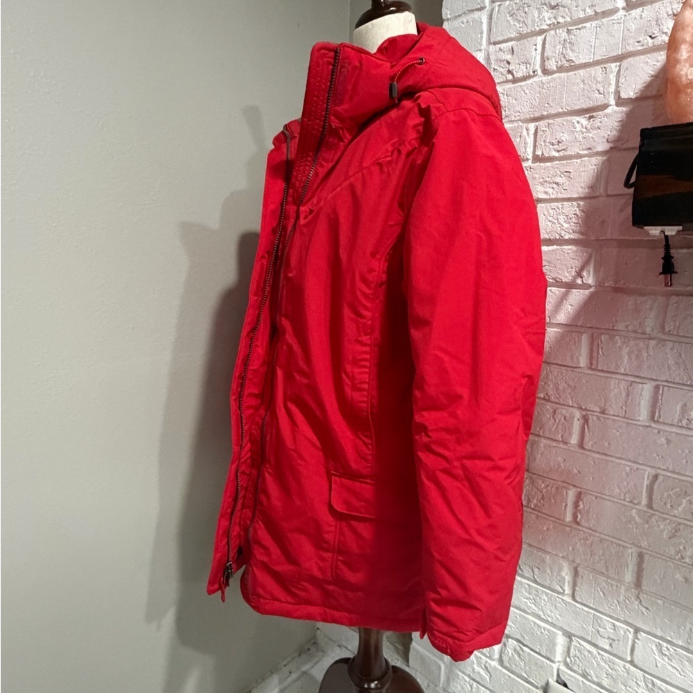Lands' End Bright Red Hooded Puffer Ski Jacket - Picture 2 of 6